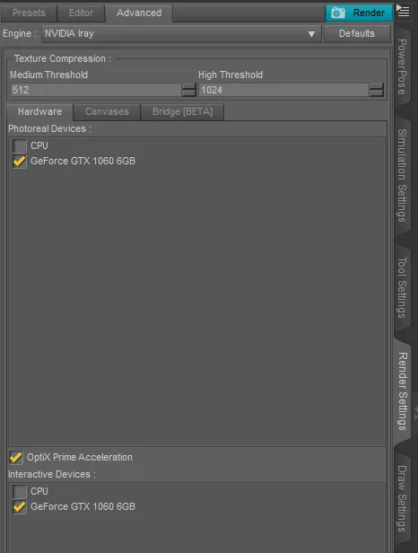 iRay Advanced Render Settings