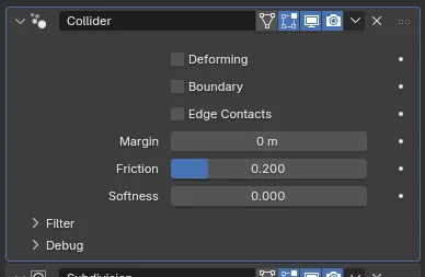 Default Collider settings