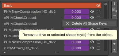 Deleting all Shape Keys with Shape Keys+