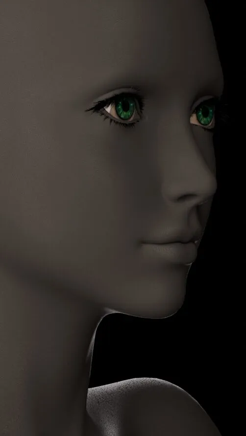 A close up render of Aerith Gainsborough from Final Fantasy 7 Remake showing the effects of a 4K specularity texture.