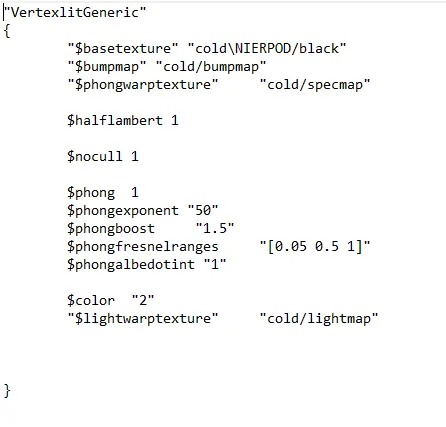 The contents of a VMT file