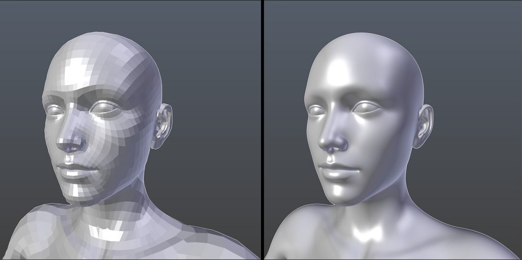 Base import without subdivisions on left. Base import with 3 subdivisions on right.