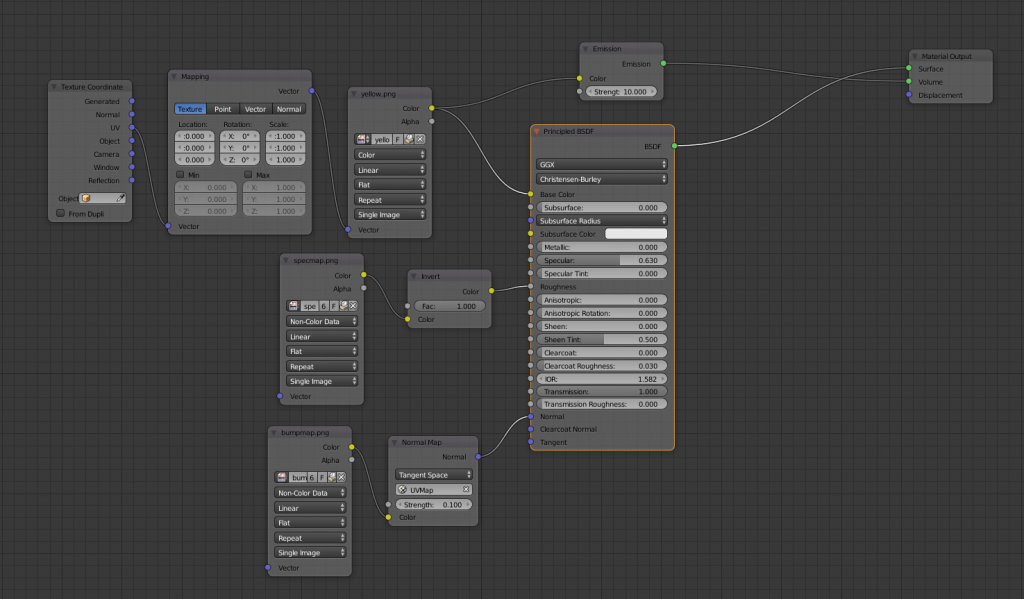 An example of node based material with emission