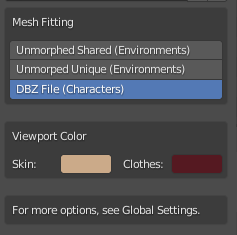 Various options available when importing Daz scene into Blender